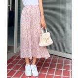 ロングスカート プリーツ 小花柄 シフォンタッチ ウエストゴム | ad thie | 詳細画像6 