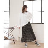 ロングスカート プリーツ 小花柄 シフォンタッチ ウエストゴム | ad thie | 詳細画像7 