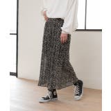 ロングスカート プリーツ 小花柄 シフォンタッチ ウエストゴム | ad thie | 詳細画像9 