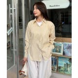 パステルカラー サイドスリット ストライプ柄シャツ | ad thie | 詳細画像20 