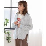 パステルカラー サイドスリット ストライプ柄シャツ | ad thie | 詳細画像6 