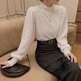 オフホワイト | 花柄起毛透かしレースプルオーバー | ad thie