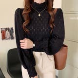 ブラック | 花柄起毛透かしレースプルオーバー | ad thie