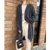 グレー | ニットカーディガン ケーブル ショールカラー | ad thie