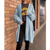 ライトブルー | ニットカーディガン ケーブル ショールカラー | ad thie