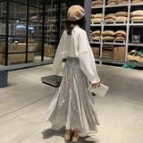 花柄フレアスカート ロング | ad thie | 詳細画像9 