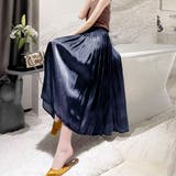 ネイビー | シャイニーフレア ギャザースカート | ad thie