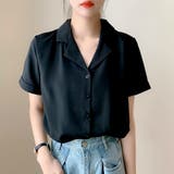 ブラック | カラーシャツ 開襟 半袖 軽量 タック | ad thie