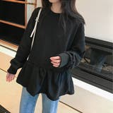 ブラック | フレアカットソー ゆったり チュニック丈 | ad thie