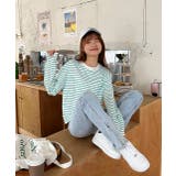 ショート丈ボーダーロングTシャツ | ad thie | 詳細画像11