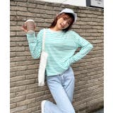 ショート丈ボーダーロングTシャツ | ad thie | 詳細画像7