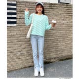ショート丈ボーダーロングTシャツ | ad thie | 詳細画像8