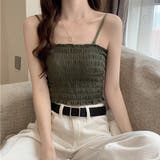 カーキ１ | カップ付きシャーリング ショート丈 ブラトップ | ad thie