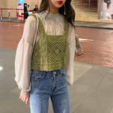 透かし編みクロシェショートベスト | ad thie | 詳細画像11 