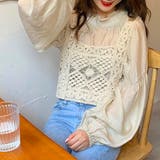 透かし編みクロシェショートベスト | ad thie | 詳細画像2 