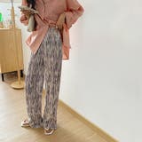 パープル2 | ニュアンス柄 ハイウエスト フレアプリーツパンツ | ad thie