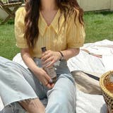 パフスリーブ ショート丈 ペールトーン ブラウス | ad thie | 詳細画像17 