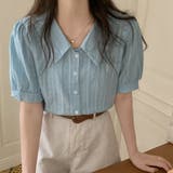 パフスリーブ ショート丈 ペールトーン ブラウス | ad thie | 詳細画像20 