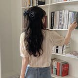 パフスリーブ ショート丈 ペールトーン ブラウス | ad thie | 詳細画像5 