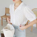 花柄ドット | 刺繍 パフスリーブ 花柄 アソートブラウス | ad thie