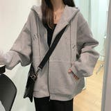 杢グレー | ロゴ刺繍ベーシックジップアップパーカー | ad thie