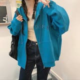 ブルー | ロゴ刺繍ベーシックジップアップパーカー | ad thie