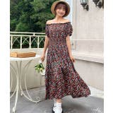 ネイビー | シャーリングティアード 小花柄2WAYワンピース | ad thie