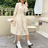 キャンディースリーブ小花柄長袖ワンピース | ad thie | 詳細画像1