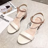 ピンク | アンクルストラップ 配色ヒールサンダル | ad thie