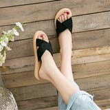 ブラック１ | クロスベルト フラット サンダル | ad thie