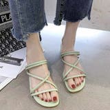 ライトグリーン | ナローダブルストラップクロスサンダル | ad thie