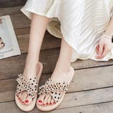 ドット フリルリボン フラットクロスサンダル | ad thie | 詳細画像3 