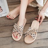 オフホワイト | ドット フリルリボン フラットクロスサンダル | ad thie