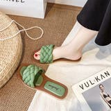 グリーン | 編み込み キルティング風 フラットサンダル  | ad thie