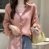 ピンク | ロング丈ボリュームスリーブ シアーシャツ | ad thie