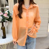 オレンジ | ロング丈ボリュームスリーブ シアーシャツ | ad thie