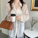 ナチュラル | ロング丈ボリュームスリーブ シアーシャツ | ad thie