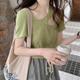 リブニット オープンショルダートップス | ad thie | 詳細画像3 