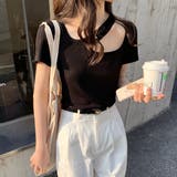 リブニット オープンショルダートップス | ad thie | 詳細画像8 