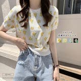 ショート丈 花柄サマーニット | ad thie | 詳細画像1