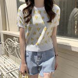 ショート丈 花柄サマーニット | ad thie | 詳細画像2