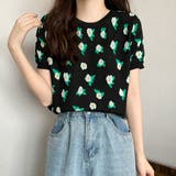 ショート丈 花柄サマーニット | ad thie | 詳細画像5