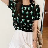 ショート丈 花柄サマーニット | ad thie | 詳細画像4