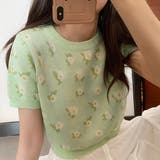 ショート丈 花柄サマーニット | ad thie | 詳細画像8