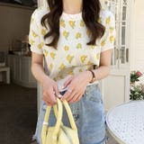 オフホワイト | ショート丈 花柄サマーニット | ad thie