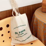 オフホワイト×グリーン | 12colors キャンバスロゴトート | ad thie