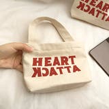 アイボリー(HEART KCATTA) | ロゴ ファスナー付き キャンバスミニバッグ | ad thie
