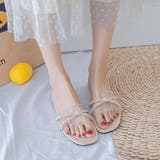 グレージュ | クロスインステップバンド クロスリボンサンダル | ad thie