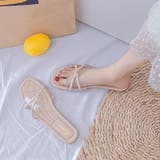 ピンクベージュ | クロスインステップバンド クロスリボンサンダル | ad thie