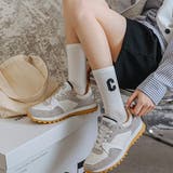 オフホワイト | ワンポイント・刺繍ロゴ カラーソックス | ad thie